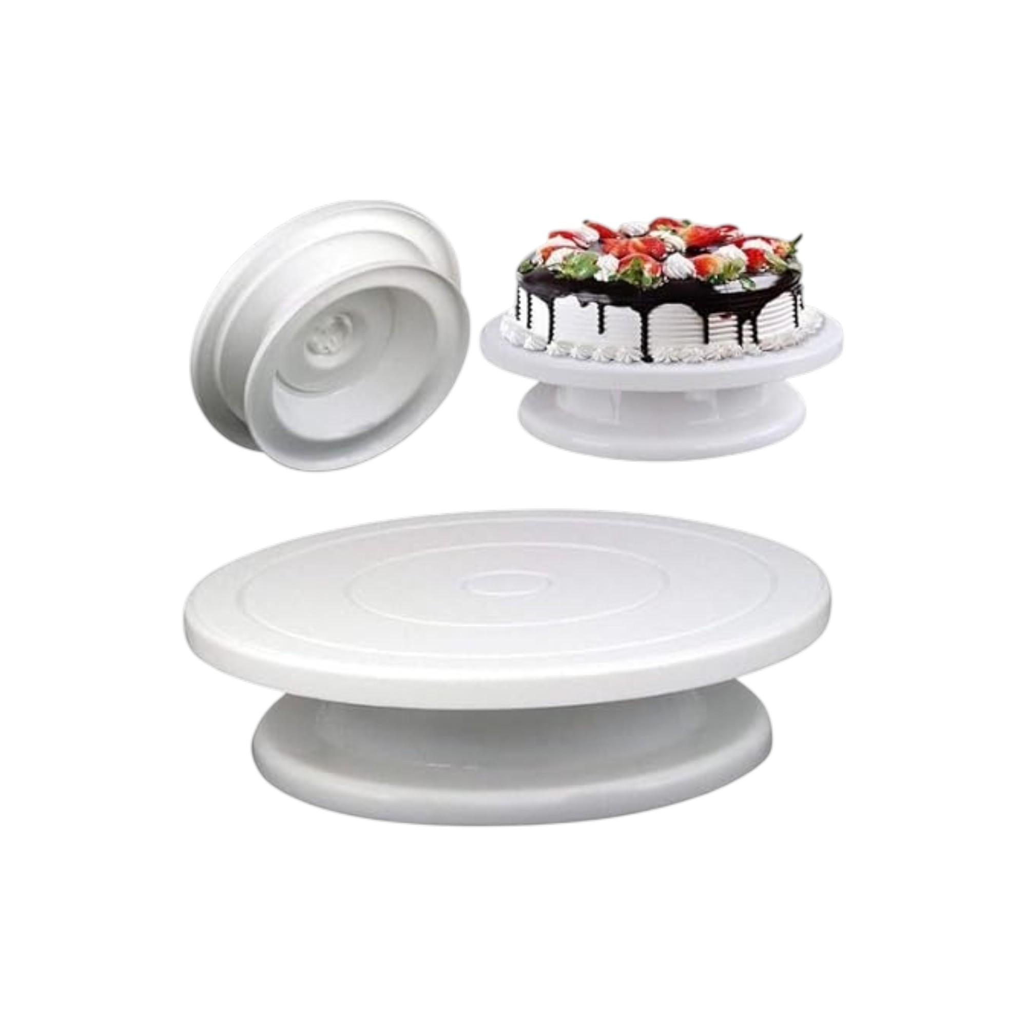 rotating-plastic-cake-turntable-30cm حامل تورتة متحرك بلاستيك مقاس 30 سم, قرص تزيين تورتة دوار, حامل كيك بلاستيك دوار, Rotating Plastic Cake Turntable 30cm